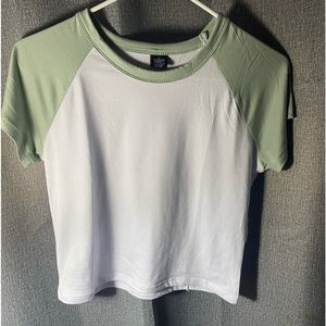 White and green crop shirt Size L